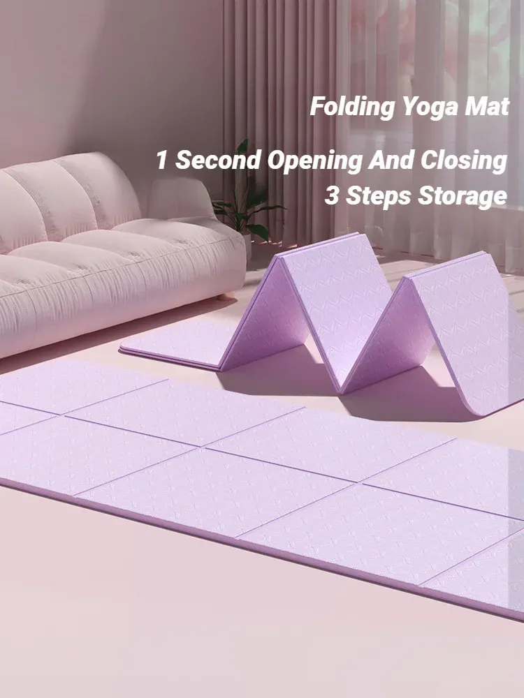 Faltbare Yogamatte, stumm, umweltfreundlich, faltbar, für Reisen, Fitness, Übungen, doppelseitig, rutschfest, für Pilates und Bodentraining, Tanz