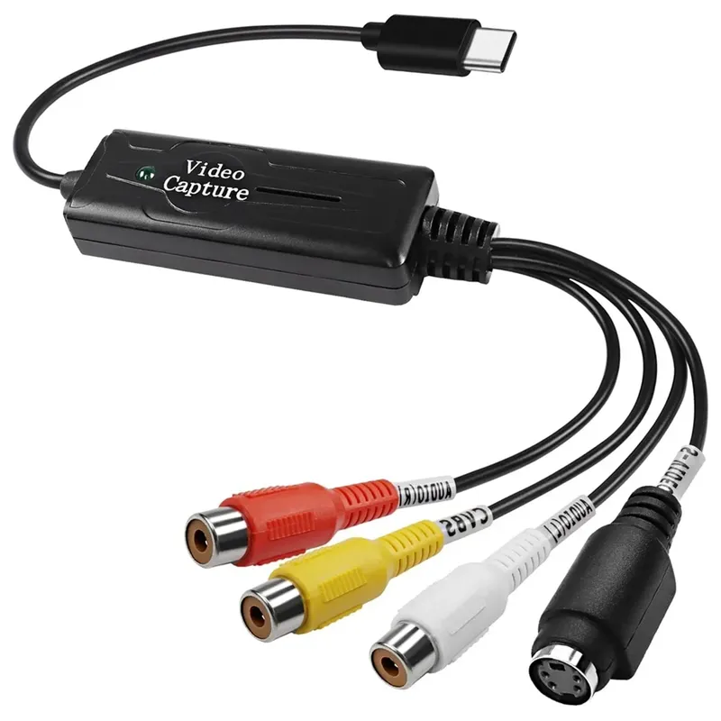 RCA AV zu USB-C Konverter Video-Aufnahmekarte Adapter 1-Kanal AV NTSC PAL Video S-Video/Composite zu USB Konverter