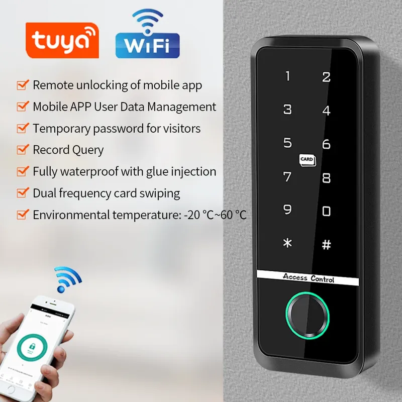 Tuya Smart Türschloss Fingerprint Access Control Home Security Elektronische Tor Öffner RFID Tastatur Biometrische Digit Magnetische Reader