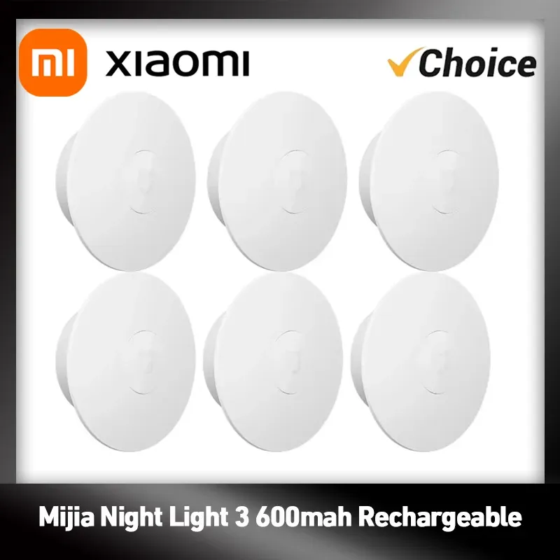 Xiaomi Mi Nachtlicht 3 Version 600mAh Wiederaufladbar Bewegungssensor Einstellbare Helligkeit Intelligenter Menschlicher Lichtsensor Nachtlampe