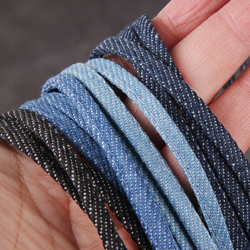5 Meter 5 mm Denim-Riemen, Falt-Kordel, Cowboy-Stoffseil für DIY-Handwerk, Armbänder, Haar-Accessoire, Herstellung von Heimdekorationen