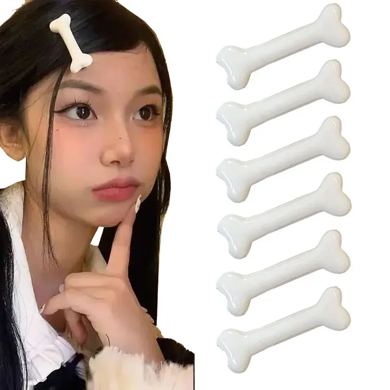 Weiße Knochen-Haarspange, niedliche Cartoon-Bobby-Pin, Y2k, modisches Haarvolumen-Clip, kleine Haarnadeln, Haarspangen, kreativer Haarschmuck 2025