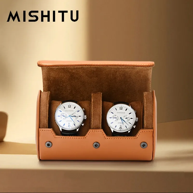 MISHITU 1/2/3-Slot Uhr Lagerung Rolle Reisetasche Tragbare Vintage Leder Uhr Display Box Lagerung Tasche Uhr veranstalter Männer Geschenk