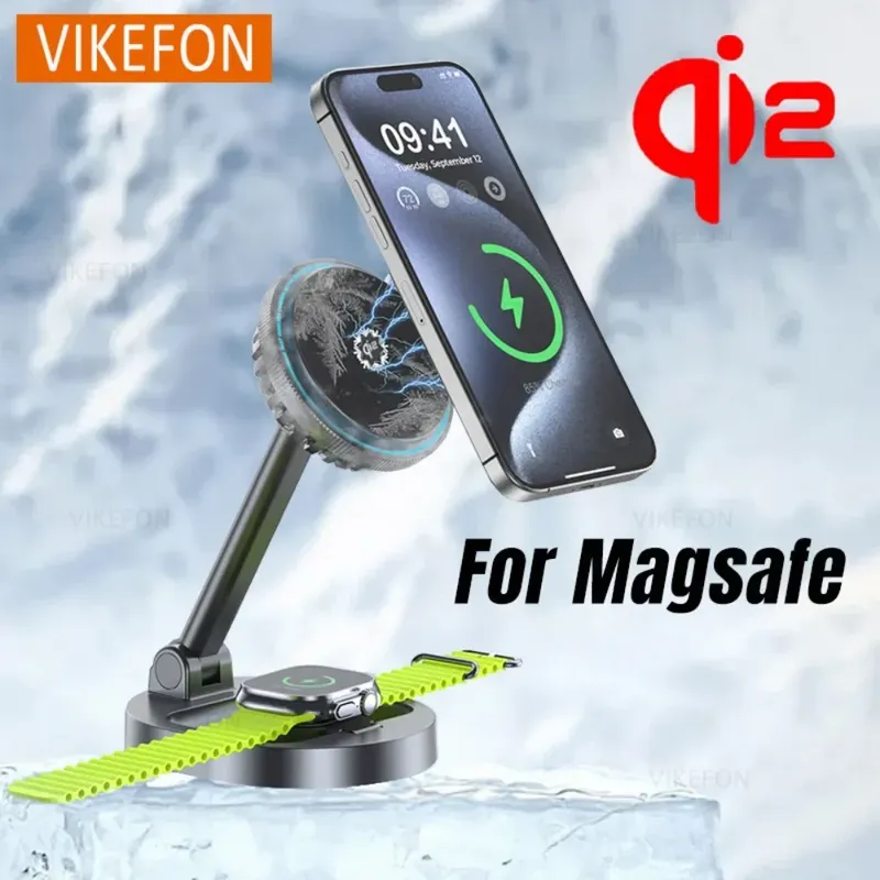 qi2 Eiskühlung 3-in-1 magnetisches kabelloses Ladegerät für Magsafe iPhone 16 15 14 13 12 Apple Watch 9 8 7 AirPods Pro2 Schnellladung