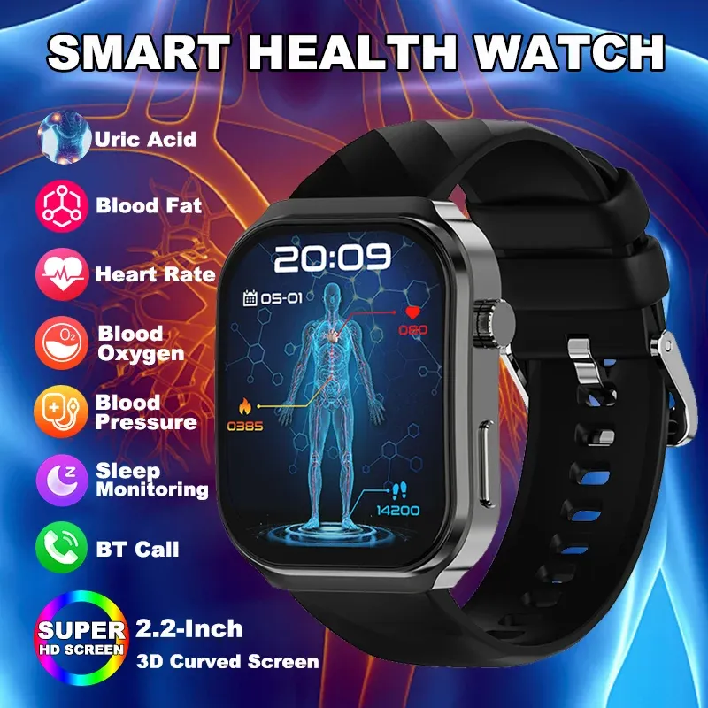 LIGE 2026 Neue KI-gestützte Gesundheits-Diagnose Smartwatch Blutfette Harnsäure Bluetooth-Anruf Blutdruck Gesundheits-Smartwatch für Männer und Frauen