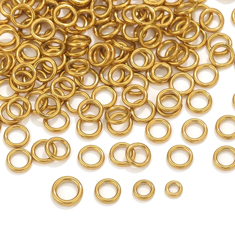 50 Stück Edelstahl O Ring vergoldet geschlossene Biegeringe für Schmuckherstellung DIY Ringe Drahtreifen Verbinder Schmuckzubehör