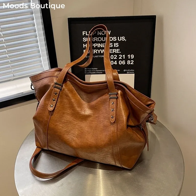 umhängetasche luxus designer tasche einkaufstaschen luxus tasche damen MOODS Große Tragetaschen für Damen, weiches PU-Leder, reine Farbe, große Kapazität, Shopper, Schulter-Crossbody-Tasche, hochwertige Handtaschen