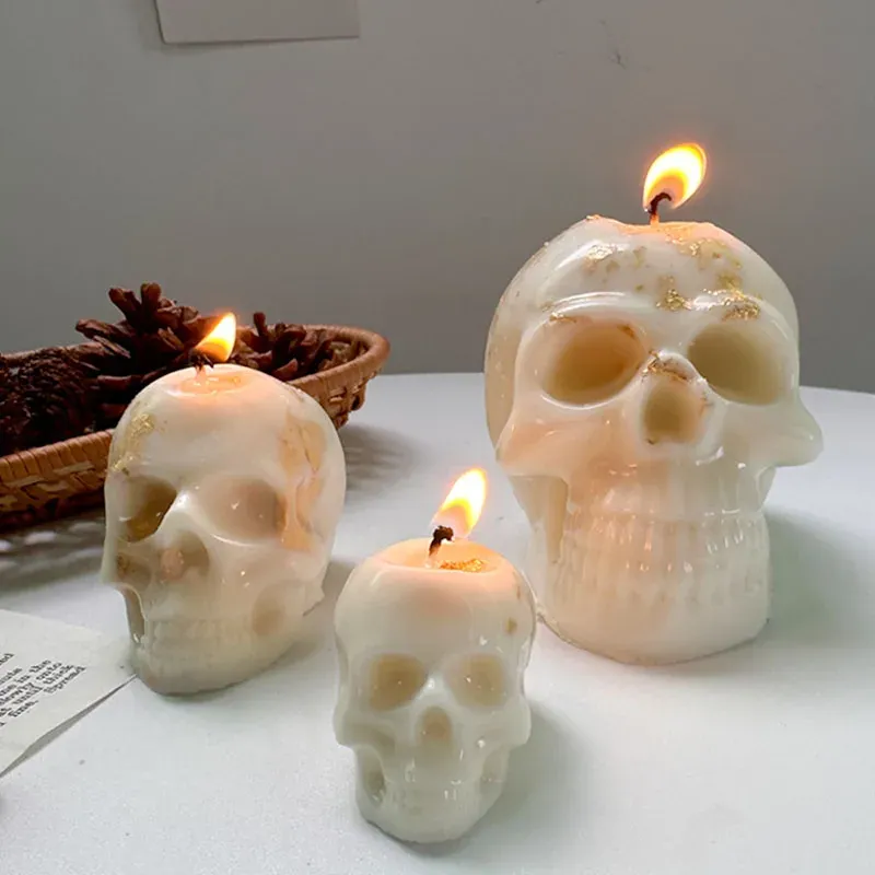 Halloween Ornament Silikon Kerze Form DIY Handgemachte Schädel Duftkerze Seife Gips Harz Gussformen Home Decor Handwerk Geschenk