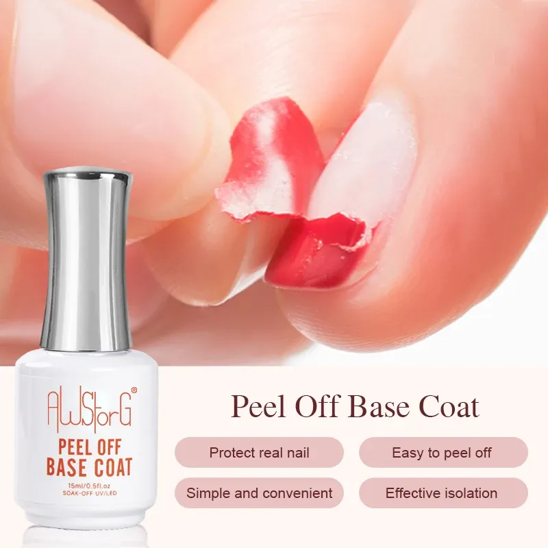 AWStorG 15ML Peel Off Basislack UV Gel Nagellack Klar Primer Semi Permanent UV Weiche Praxis Gel Für schützen Pflege Nägel Kunst