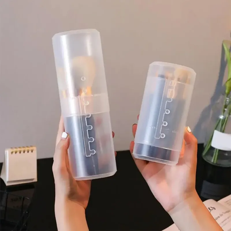 Höhenverstellbarer Make-up-Pinsel-Organizer mit großem Fassungsvermögen – tragbare wasserdichte transparente Kunststoff-Aufbewahrungsbox mit staubdichtem Deckel
