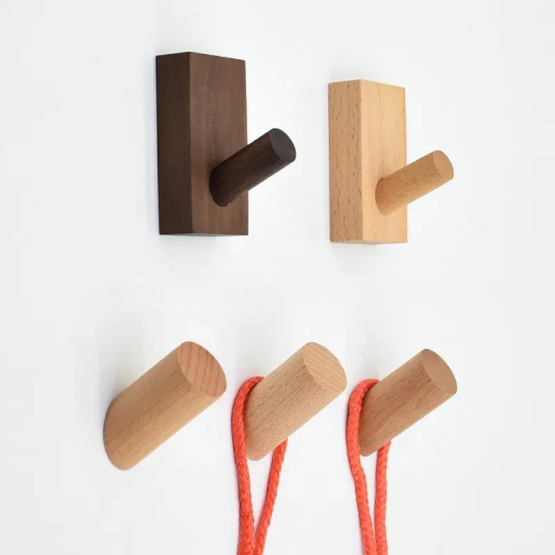 Nordic Holz Kleiderbügel Wand Montiert Mantel Haken Dekorative Schlüssel Halter Hut Schal Handtasche Lagerung Kleiderbügel Bad Rack Haken