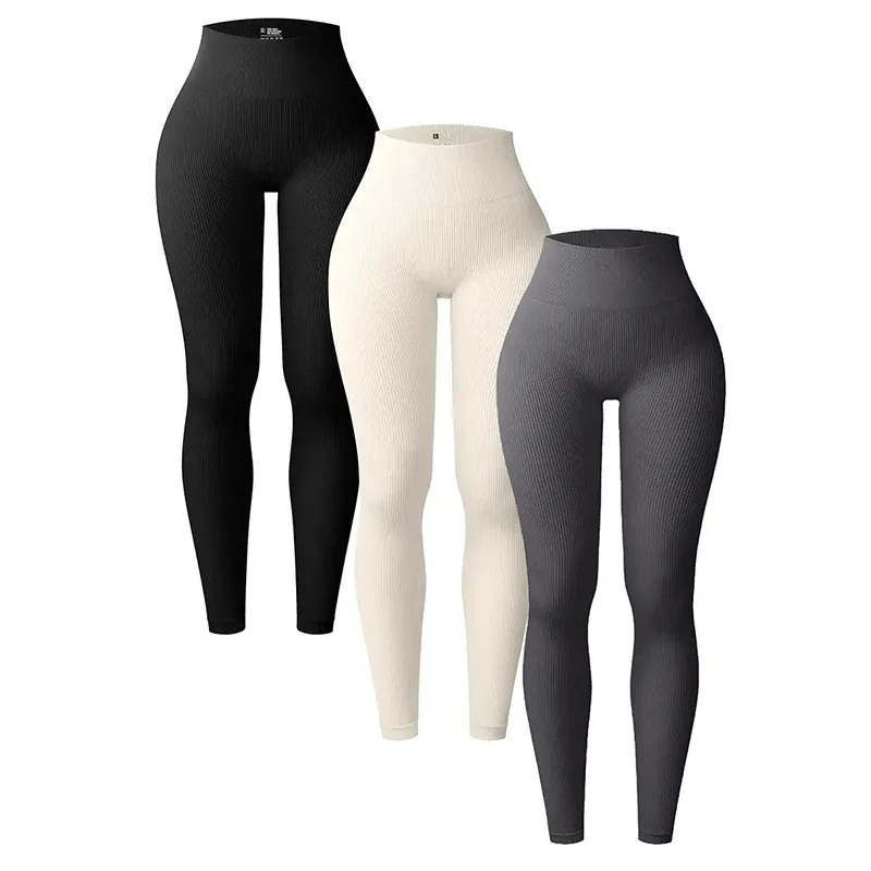 Nahtlose Strickfaden-Yogahose für Damen, hoch taillierte Sport-Leggings, Hüftheben, Lauftraining, schlankmachend und modisch