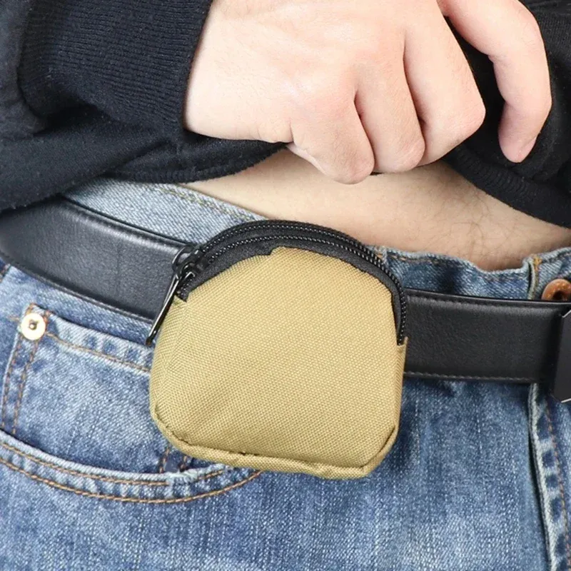 Nylon Doppel-reißverschluss Tasche Geldbörse Männer Taktische Molle Tasche Leichte Outdoor Kleine Karte Halter Schlüssel Lagerung Gürtel Taille Tasche