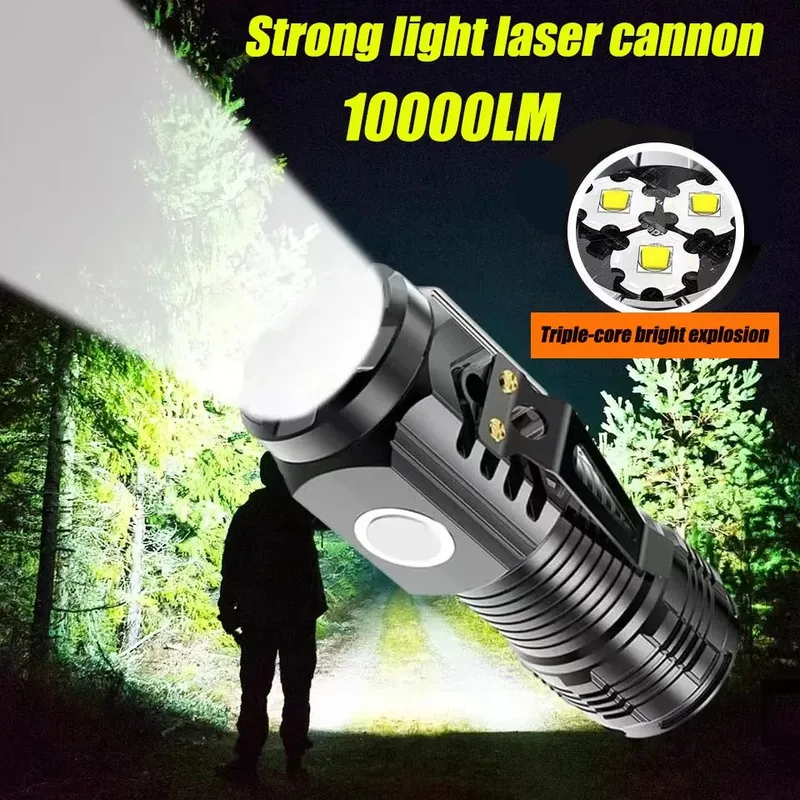 Wiederaufladbare LED-Taschenlampe mit starkem Licht, multifunktional für große Reichweite, tragbare Mini-Taschenlampe für Zuhause im Freien, Kappen-Clip-Licht