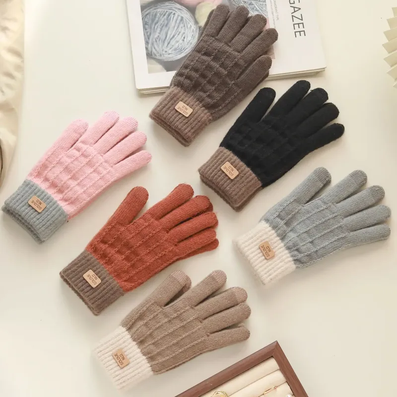 Frauen Warme Handschuhe Dicken Plüsch Gestrickte Handschuhe Touchscreen Männer Frauen Mode Herbst Winter Warm Halten Reiten Skifahren Outdoor Handschuhe