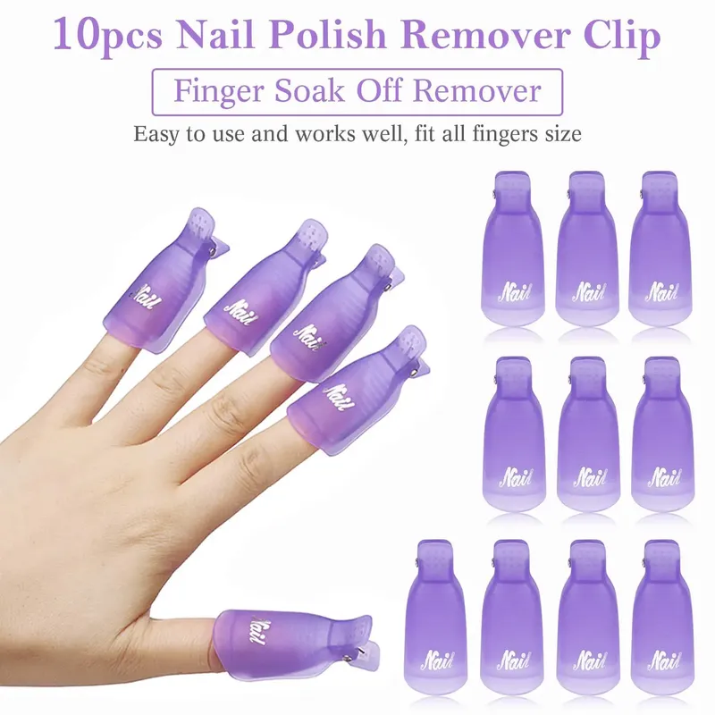 LINMANDA 10/16 Stück Nagellackentferner-Clips, Gel-Nagellackentferner-Kappen, Nagelreinigungswerkzeuge, geeignet für den Heimgebrauch