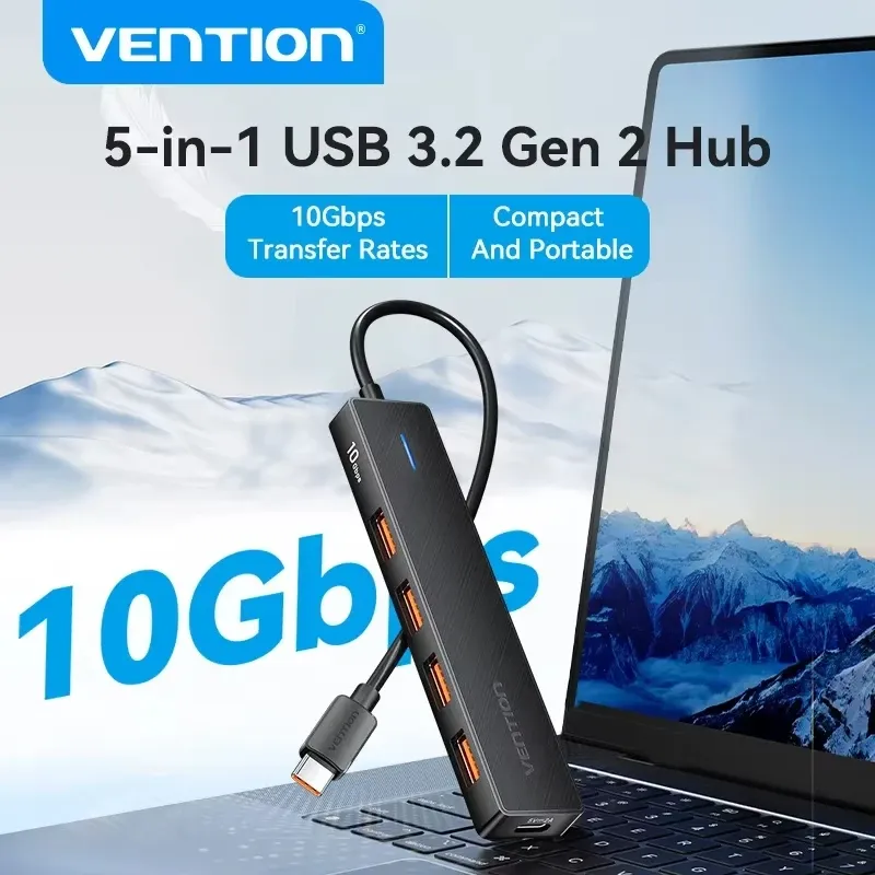 Vention USB C Hub 10 Gbit/s Typ-C 3.2 Gen2 USB Splitter Typ C Hub 4 USB Port 3.2 für MacBook Pro Air Typ C Multiport Adapter