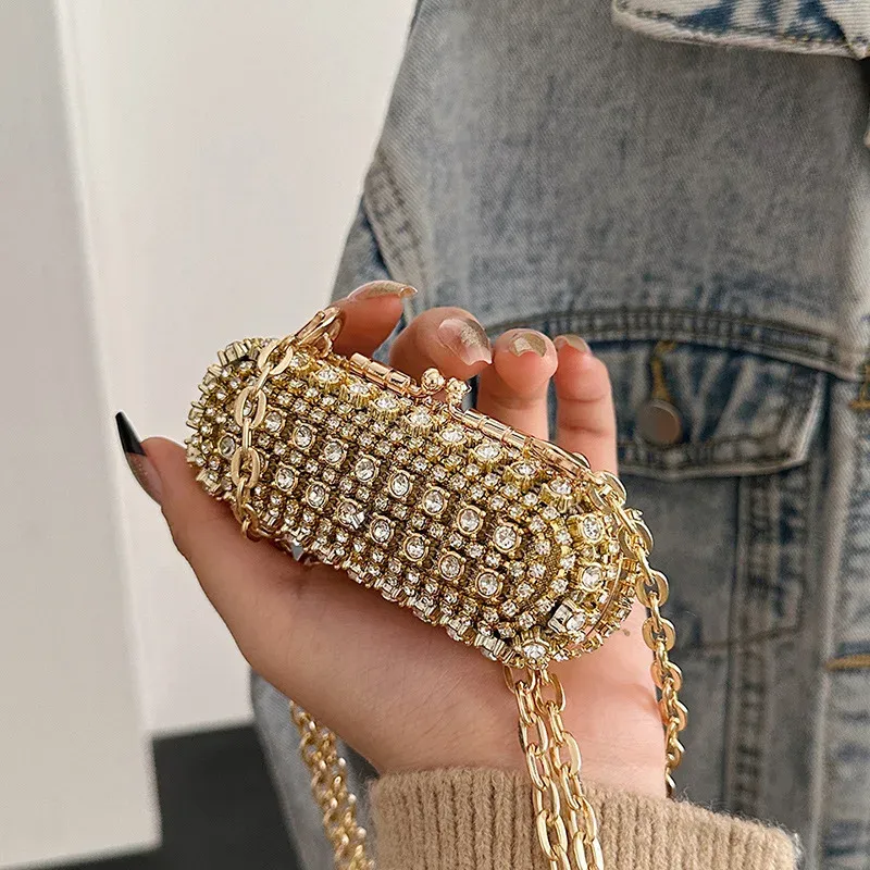 Mini-Abendtaschen für Damen, 2025, neue Mode, Diamanten, Umhängetasche, Damen, luxuriös, niedliche Kette, Party, Lippenstift, Umhängetasche, Damen