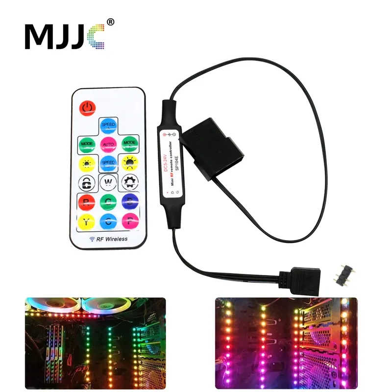 SATA RGB LED Controller 5V DC 3Pin RF 17 Tasten Drahtlose Fernbedienung Große 4Pin Adressierbare Streifen Licht Controller für PC Computer Fall