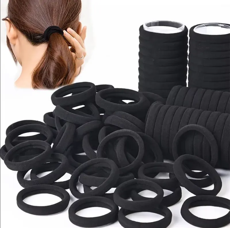 50 Stück schwarze Haarbänder für Frauen und Mädchen, Haarband, hochelastisches Gummiband, Haargummis, Pferdeschwanzhalter, Haargummis, Zubehör