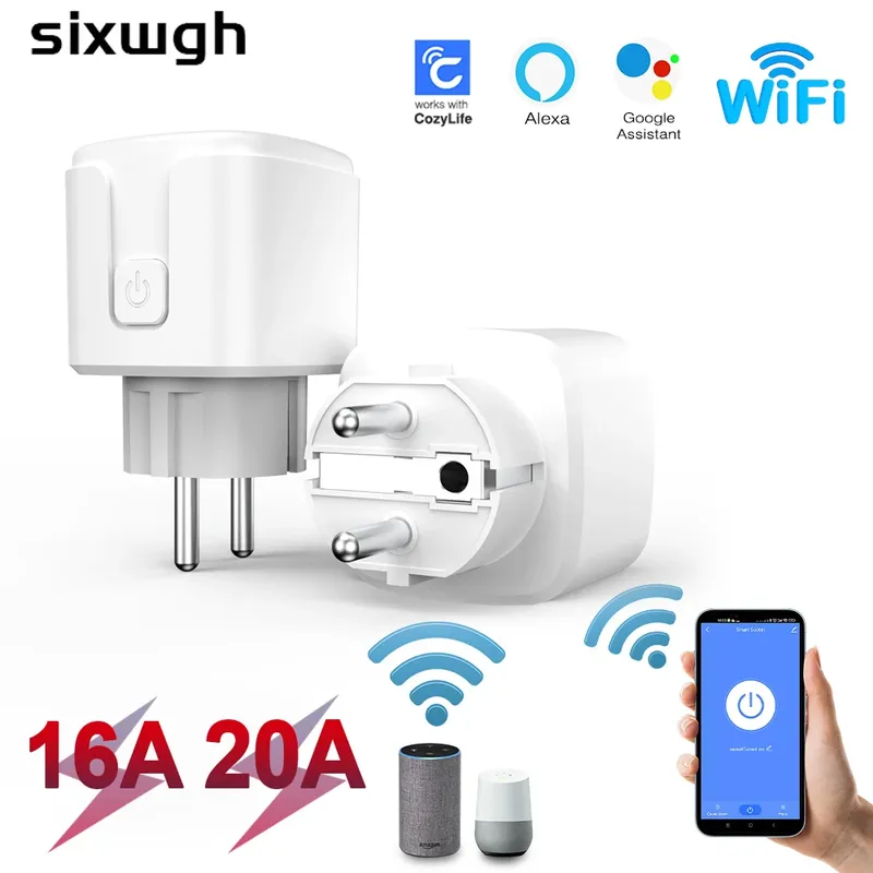 SIXWGH Smart Home Steckdose WiFi 16A EU/FR Stecker Steckdose Cozylife Fernbedienung Timer Power Monitor Unterstützung Stimme Google Home Alexa
