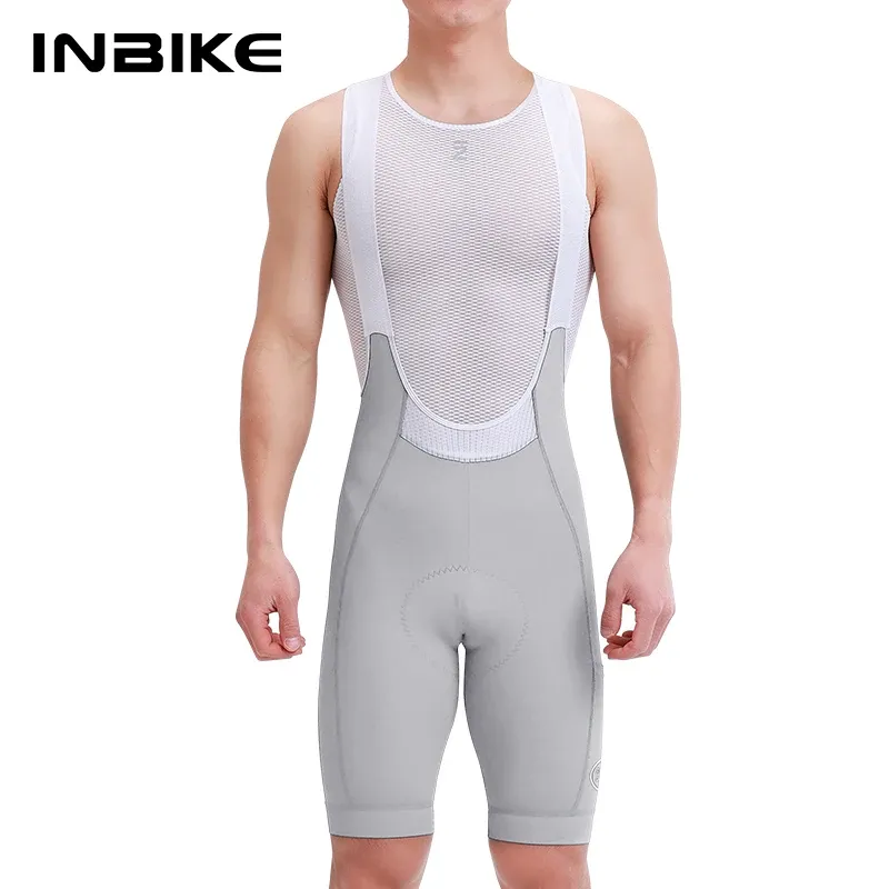 INBIKE 2025 Herren-Radsport-Trägerhose, hohe Taille, atmungsaktiv, Radfahren, Fahrrad-Trägerhose, MTB-Fahrradbekleidung, Mann mit Taschen