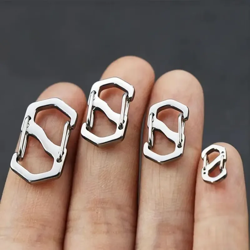 10PCS Edelstahl Rucksack Schnalle S Typ Handgemachte Karabiner mit Schloss Silber Halskette Verschlüsse Schmuck Zubehör