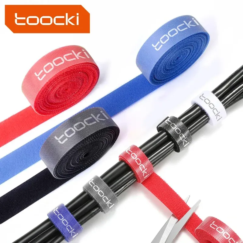 Toocki 1-5M Kabel Organizer Wickler Band Free Cut Kabel Management Krawatten Tastatur Maus Netzwerk Draht Kabel Organizador de Kabel