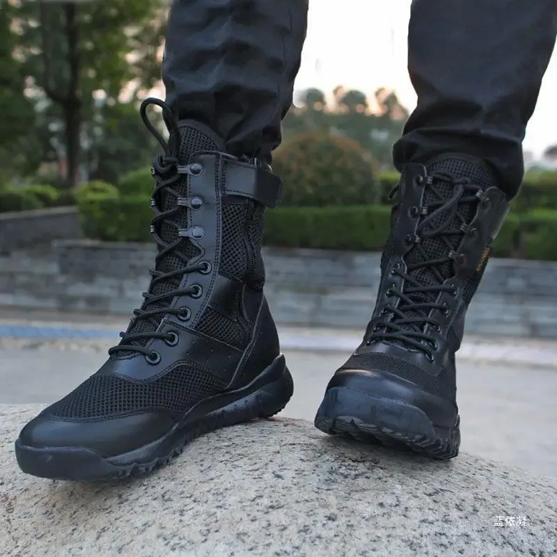 Männer Taktische Arbeit Stiefel Frühling Sommer Ultraleicht Mesh Atmungsaktive Leinwand Kampf Training Schuhe Männlichen Outdoor Klettern Wandern Boot