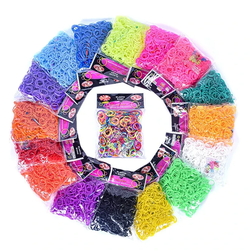 600-teiliges buntes Gummiband-Armbandherstellungs-Set, die für die Schmuckherstellung verwendet werden. Kinderarmband-Weben, DIY handgefertigte Werkzeuge