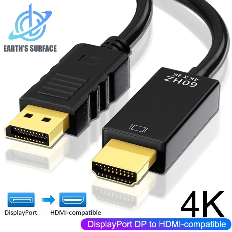 4K DisplayPort zu HDMI-kompatibel Adapter Kabel Display Port DP zu HDMI-kompatibel Konverter Kabel für PC TV Monitor Projektor