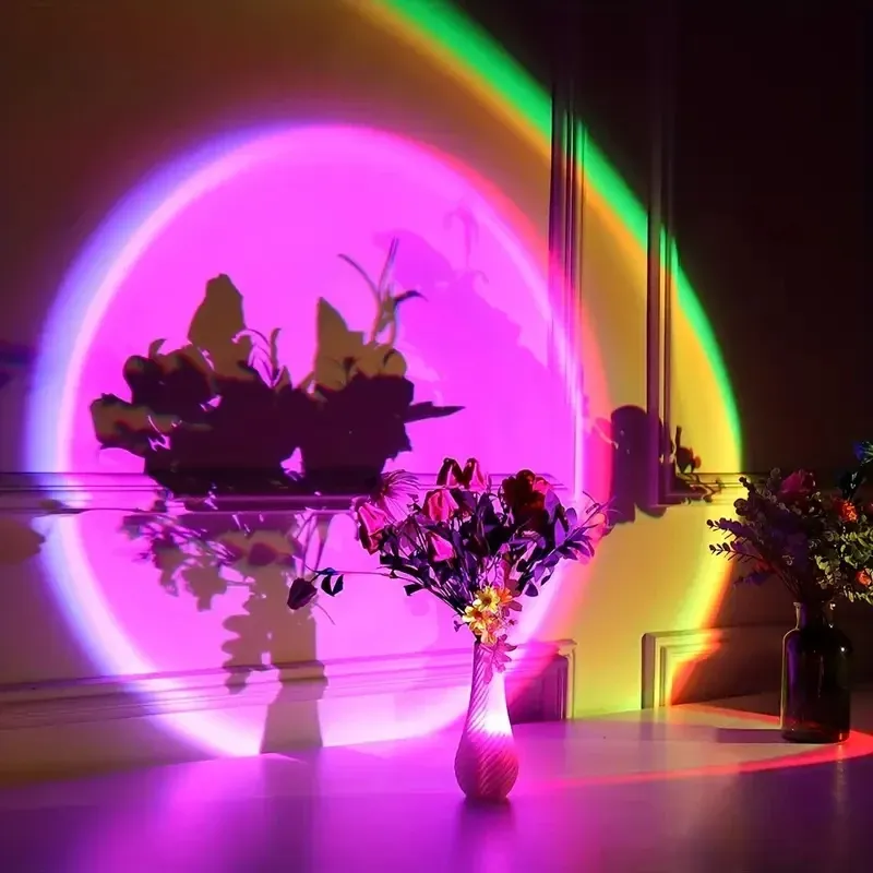 RGB Sonnenuntergang Lampe LED USB Regenbogen Neon Nachtlicht Projektor Fotografie 7 Farben Wand Atmosphäre Beleuchtung für Schlafzimmer Zimmer Dekor