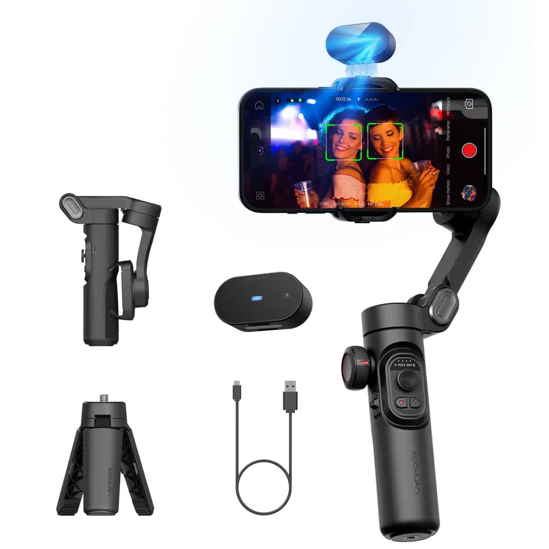 AOCHUAN Smart XE AI Version Gimbal-Stabilisator für Smartphone, KEINE APP AI Tracking Geste Control Gimbal mit TikTok YouTube
