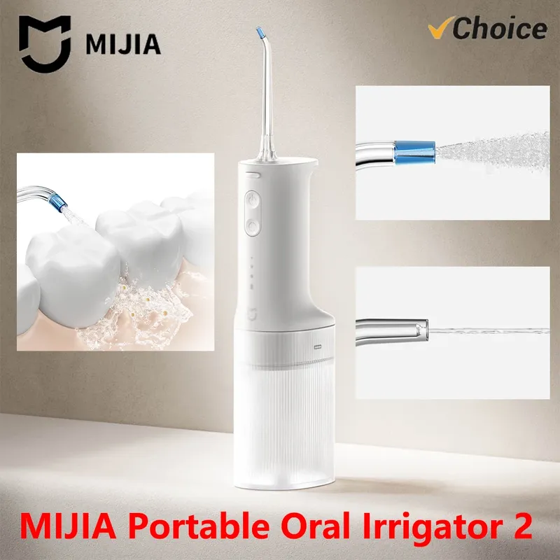 2025 Neuer MIJIA Tragbarer Mundduschen-Irrigator 2 Zahnaufhellung Zahnseide Mundreiniger Vibrations-Wasserstrahl