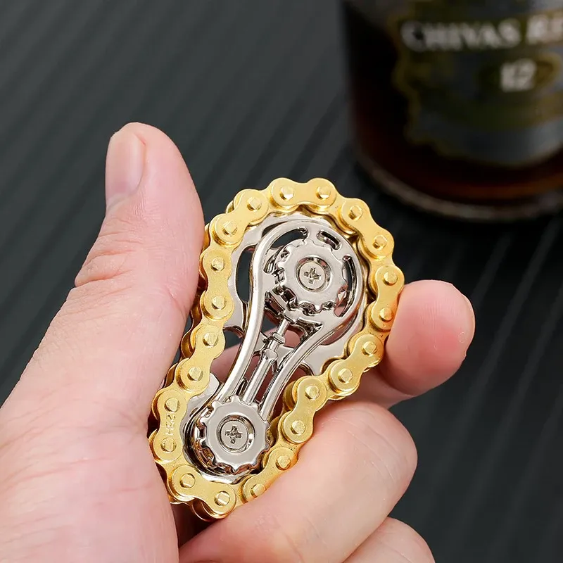 Kettenräder Schwungrad Fingertip Gyro Fidget Spinner Antistress Angst Metall Fahrradketten EDC Spinner Fidget Spielzeug für Erwachsene Kinder