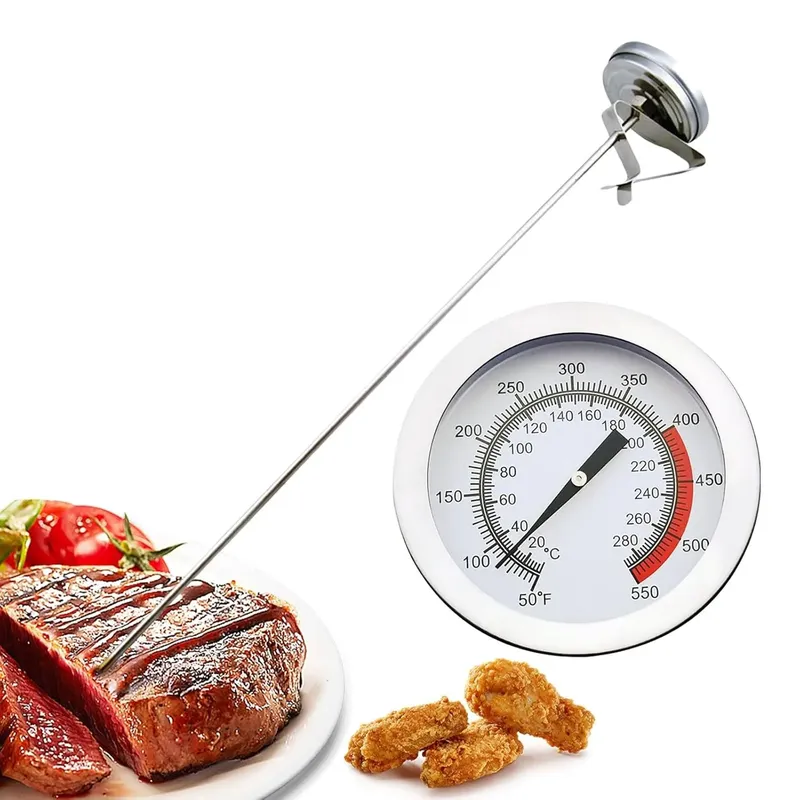 Küchenthermometer mit Topfclip, sofort ablesbares Fleischthermometer, langes Sonden-Zifferblatt-Thermometer zum Kochen, Süßigkeitenherstellung, Frittieren