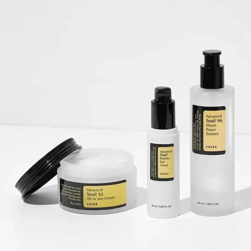 Advanced Snail Essence Hautpflege-Kollagen 92, Gesichtscreme, Toner, Reiniger, Sonnenschutz, empfindliche Haut, feuchtigkeitsspendend, straffend, glättend