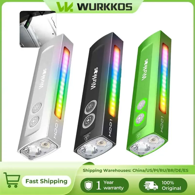 Wurkkos NEUE HD01 Multifunktions-Taschenlampe 1200 LM mit grünem Licht, weißes Licht, 90 °CRI, seitliche RGB-Leuchten, IP65 wasserdicht, Wandern