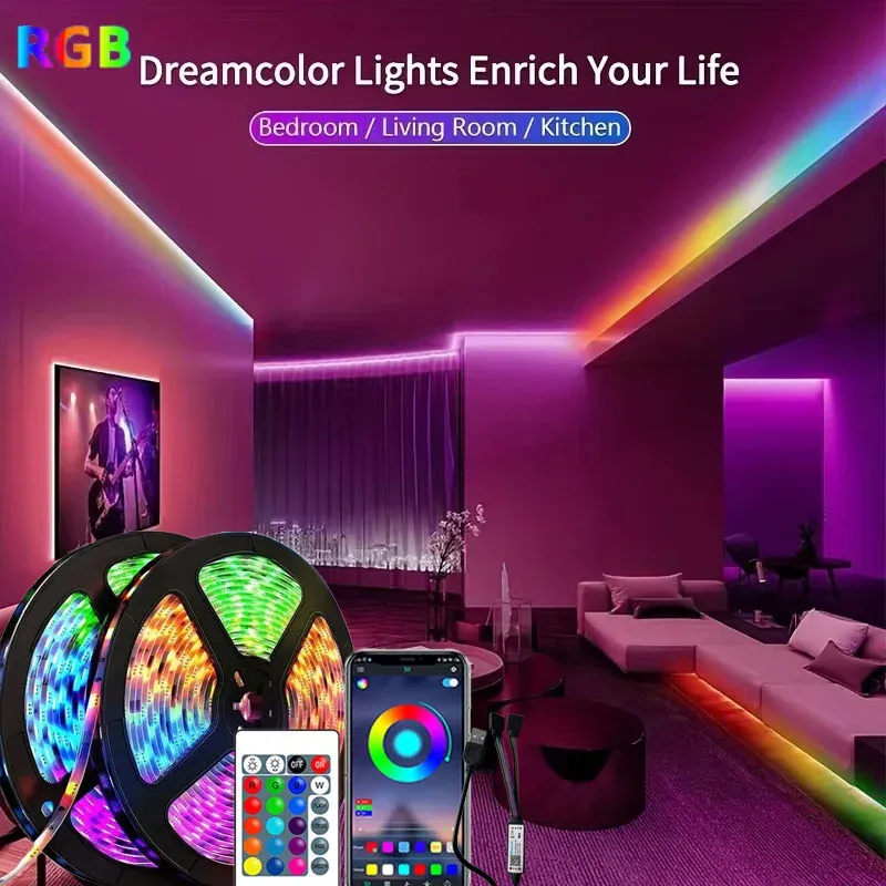 1-30M RGB LED Streifen Licht 5V USB Bluetooth 24Key Fernbedienung Flexible Band Farbe ändern LED Lampe Band Für Home Dekoration