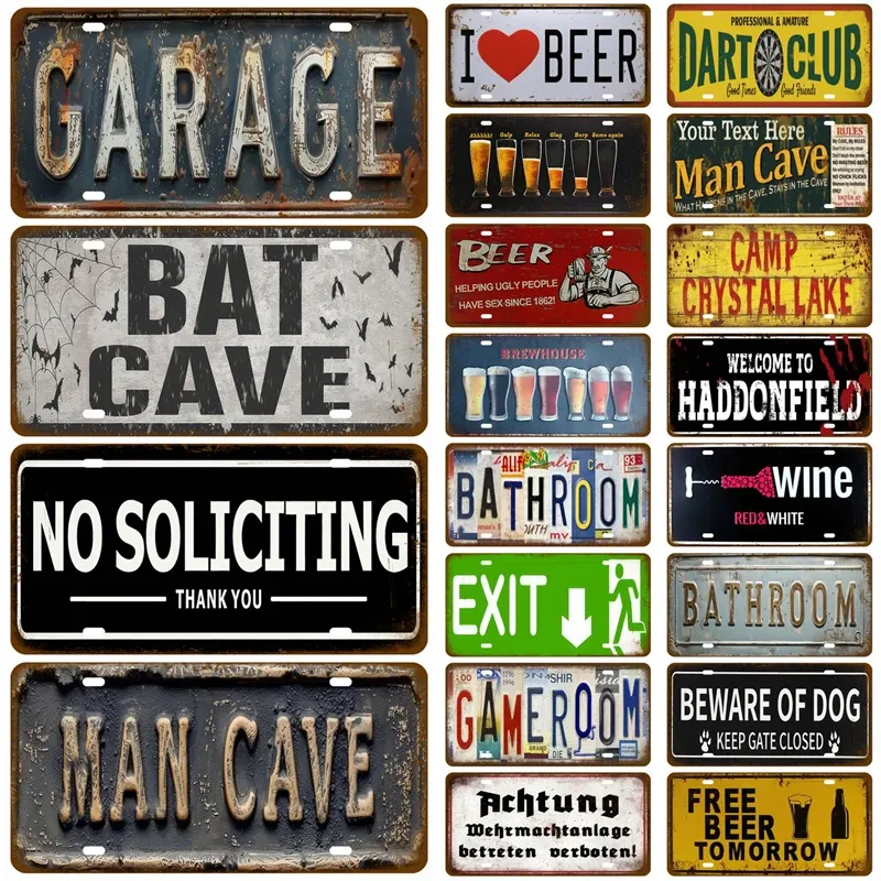 Vintage Metall Platte Zinn Zeichen Platten Bar Retro Metall Zeichen Wand Kunst Wandbild Ästhetische Zimmer Home Decor Artikel Poster Garage Dekoration