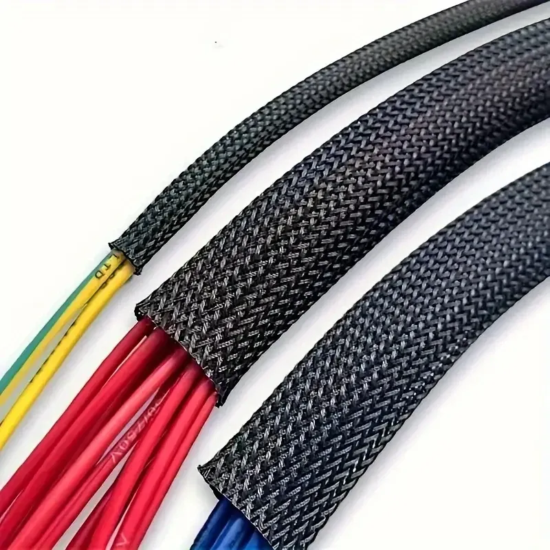 10 m / 32,8 Fuß erweiterbare geflochtene Netzhülse für Haustiere, schwarz, flexible Drahtgeflechtabdeckung, TV-Audio-PC-Kabelschutz gegen kauendes Haustier