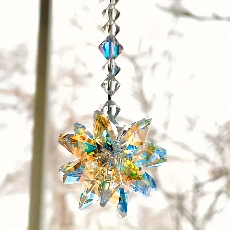 1 x funkelnder SonnenfĂ€nger aus Glas mit Kristallstern zum AufhĂ€ngen fĂŒr Fenster- und BĂŒrodekoration â ideales JubilĂ€umsgeschenk fĂŒr Sie/Ihn