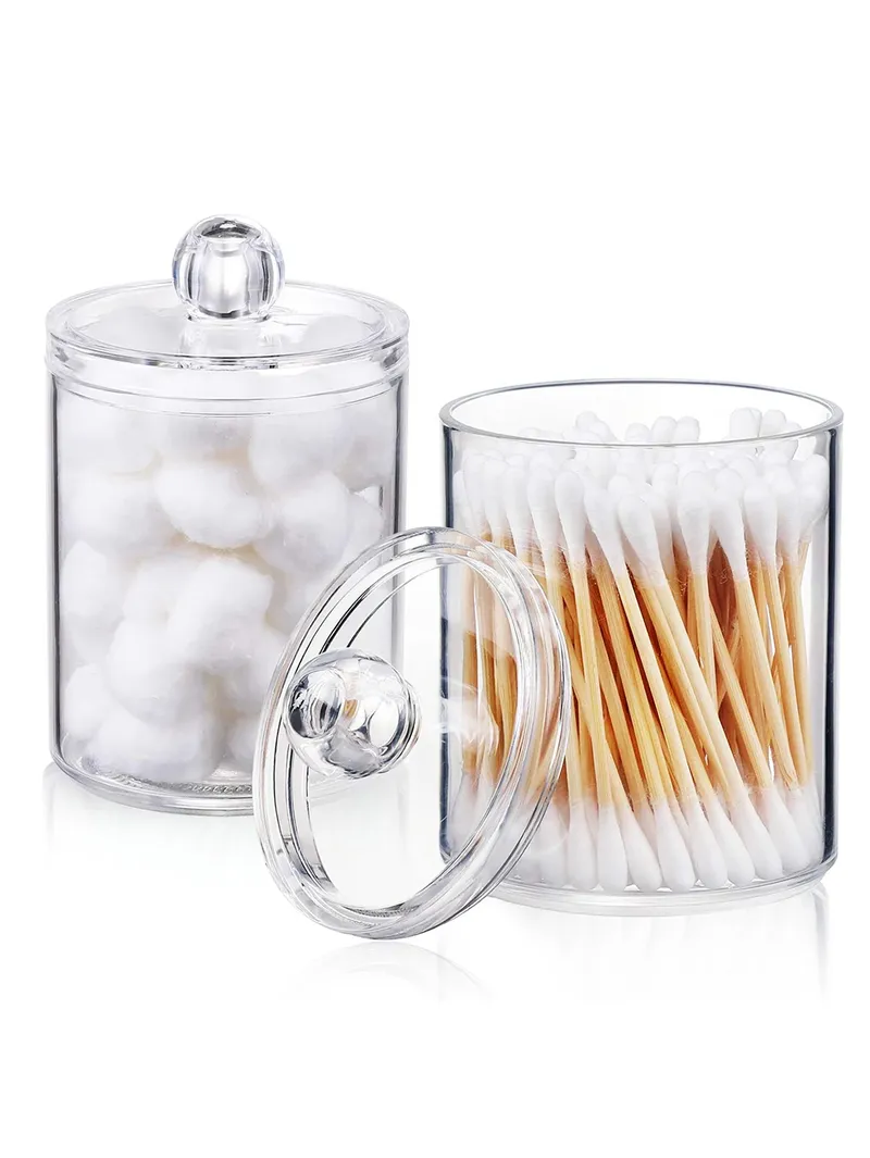 Runde Baumwolle Tupfer Box Transparente Kunststoff Staub Abdeckung Einfache Zahnstocher Schöne Ball Zahnseide Stick Schmuck Lagerung