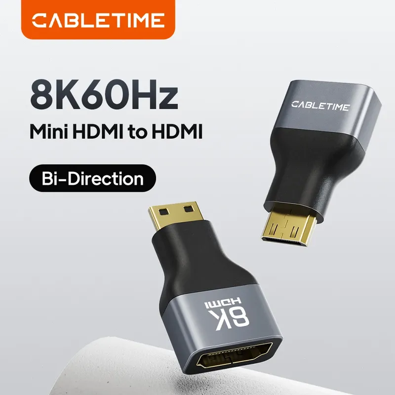 CABLETIME Mini-HDMI-Adapter Mini/Micro HDMI auf HDMI-Adapter 8K 60Hz für Raspberry Pi ZeroW Camcorder Laptop HDMI Mini-Adapter