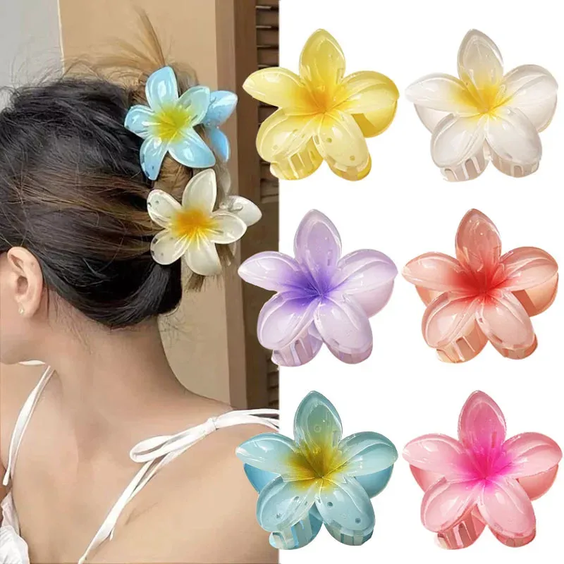 3 stücke Boho Gradienten Große Blume Acryl Haar Clip Für Frauen Süße Haar Klaue Krabben Klemme Barrettes Hawaiian Kopfbedeckungen zubehör - 3.87 EUR