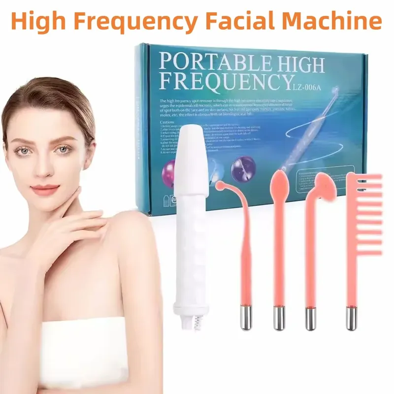 Hochfrequenz-Gesichtsmaschine, 4-in-1, elektrisch, für Gesichtshaut, Schönheitswerkzeuge, tragbarer Neonstab, Akne-Behandlung, Therapie-Zauberstab
