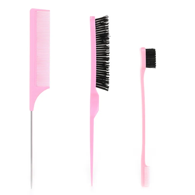 3-teiliges Pro-Styling-Bürsten-Set – Set zum Necken/Kanten/Flechten von Kämmen mit Rattenschwanz und Schlaufenwerkzeugen für Haare und Hochsteckfrisuren