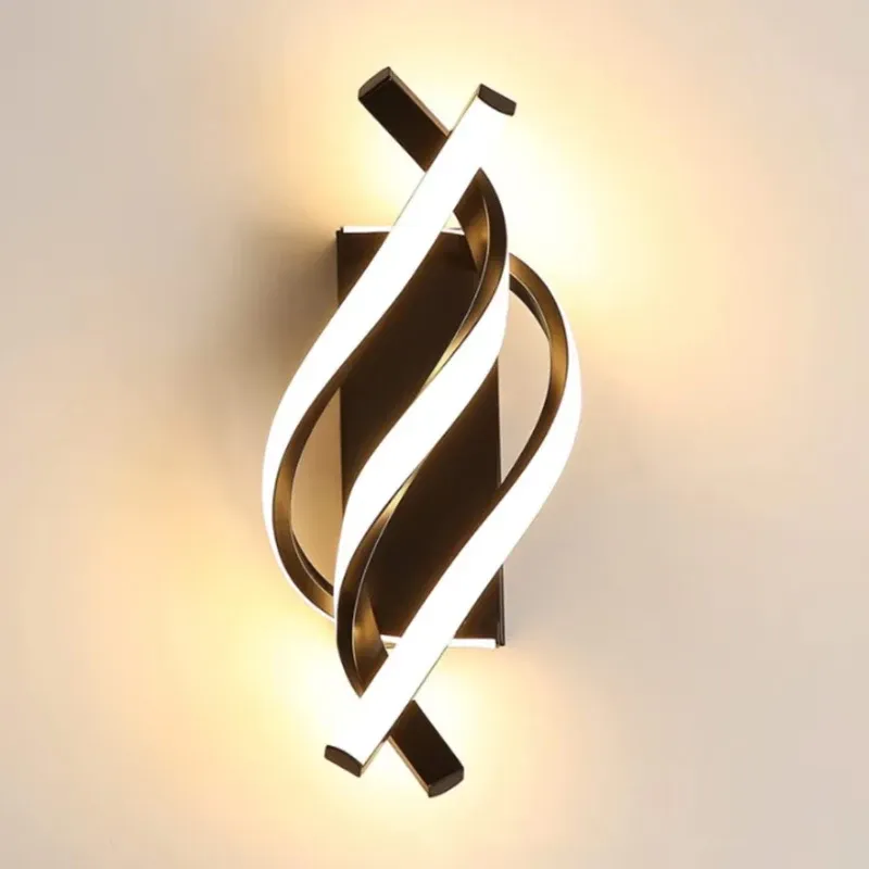 Gebogene Spiral-Design-LED-Wandleuchte für Schlafzimmer, Nachttisch, Flur, Wohnzimmer, Treppe, Flur, Beleuchtungskörper, Heimdekor-Licht