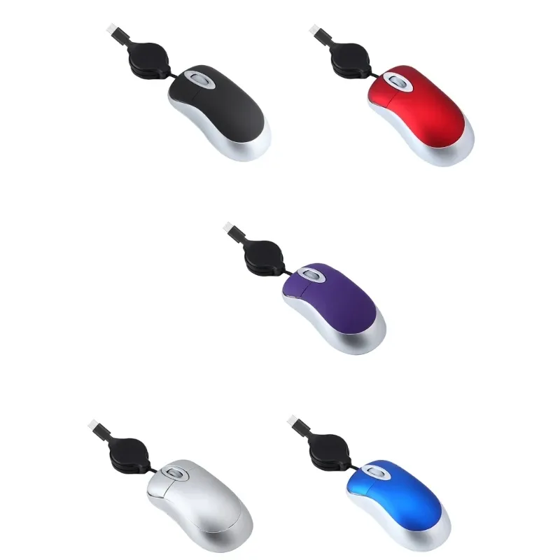 USB-C-Maus mit Kabel, Laptops, Maus, kabelgebundene Maus, optische Reisemaus, einziehbares Kabel für PC, Desktop-Maus, Notebook