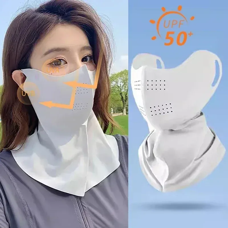 Damen und Herren Sommer Vollgesichts-Hyaluronsäure-Sonnenschutzmaske UPF 500+UV-Schutz Atmungsaktive Eisseidenmaske für Outdoor-Sport